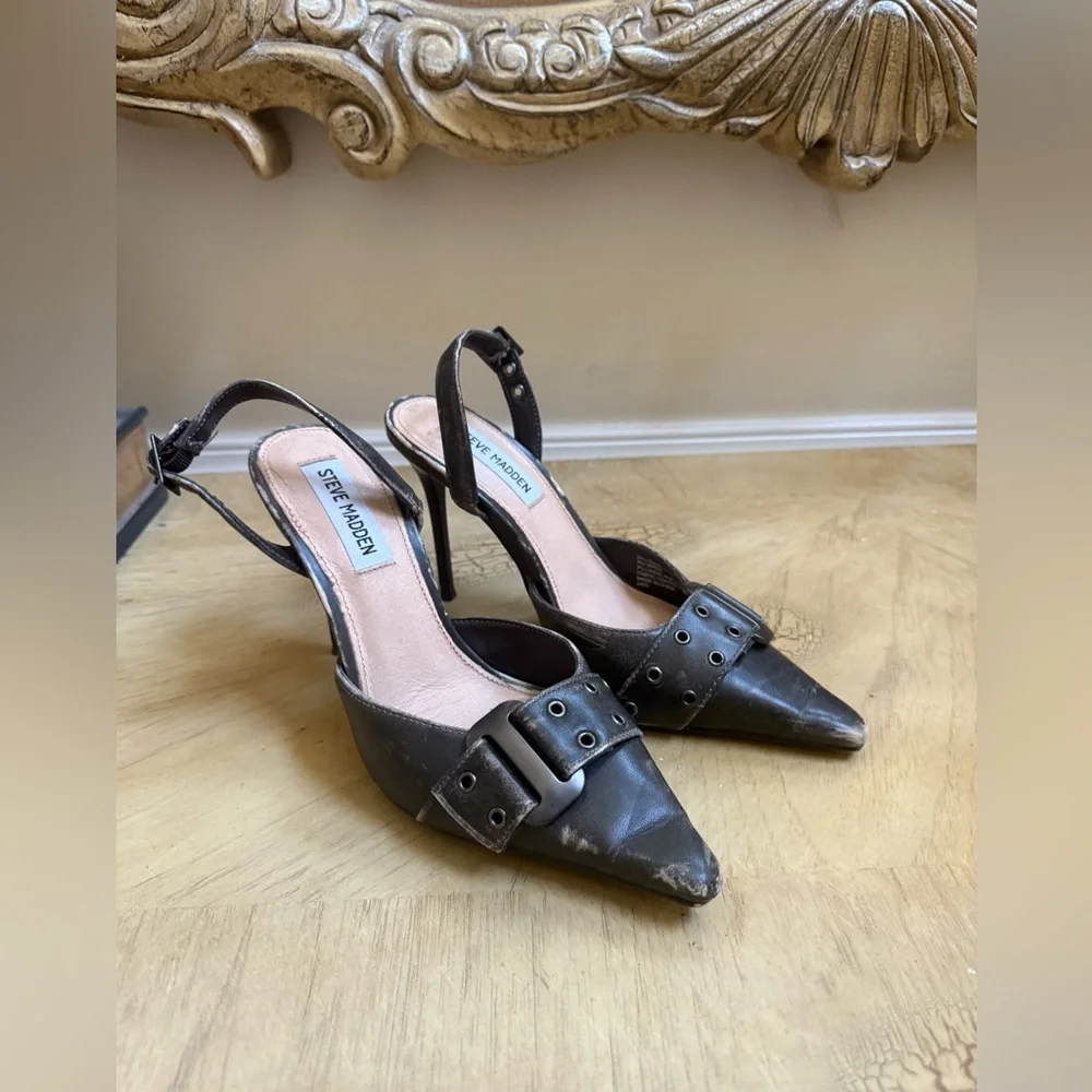 Steve Madden Dillon Distressed Slingback Stiletto Heels